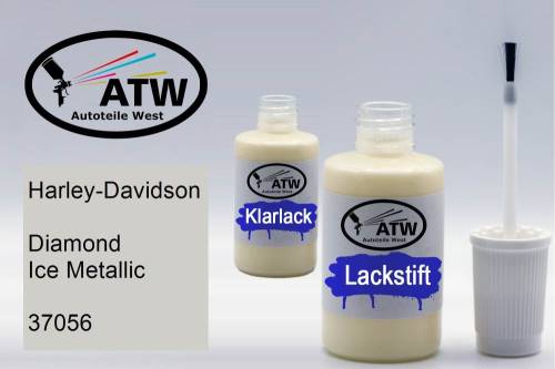 Harley-Davidson, Diamond Ice Metallic, 37056: 20ml Lackstift + 20ml Klarlack - Set, von ATW Autoteile West.